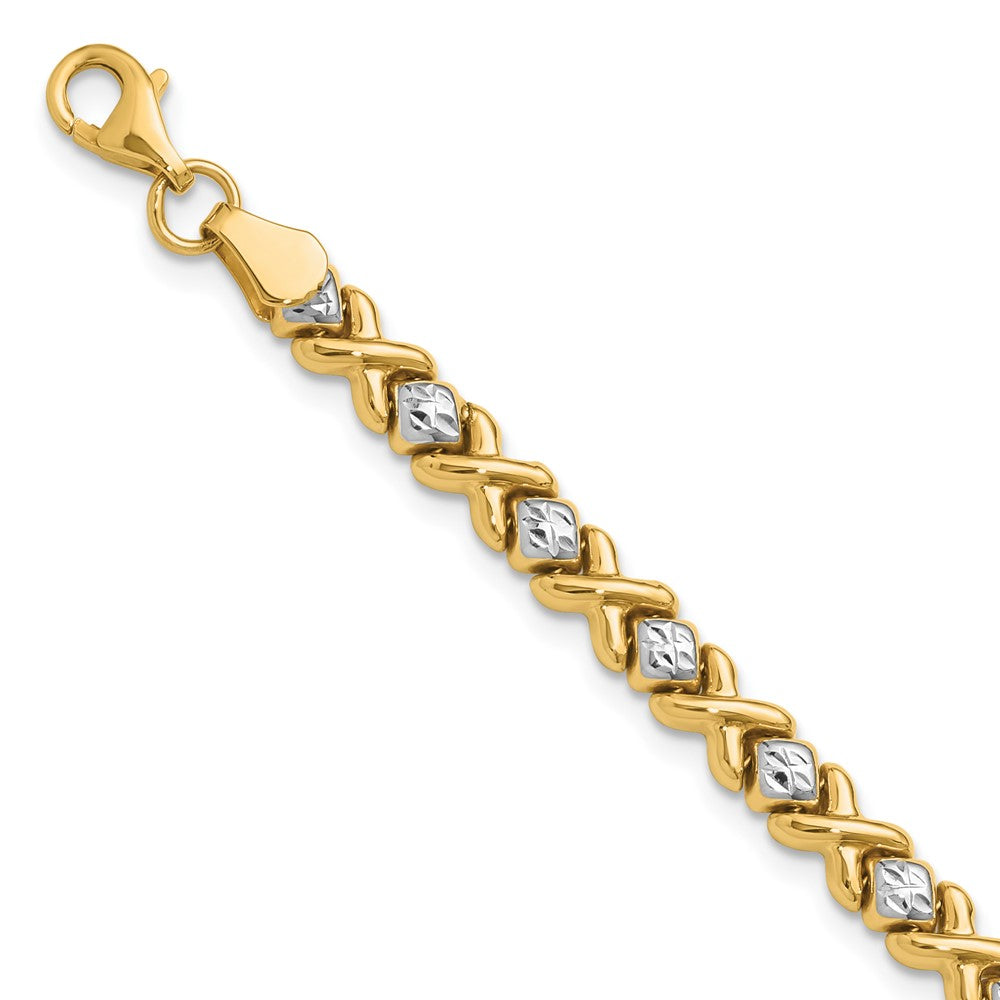 10K with Rhodium Polished and D/C Bracelet 8  inches