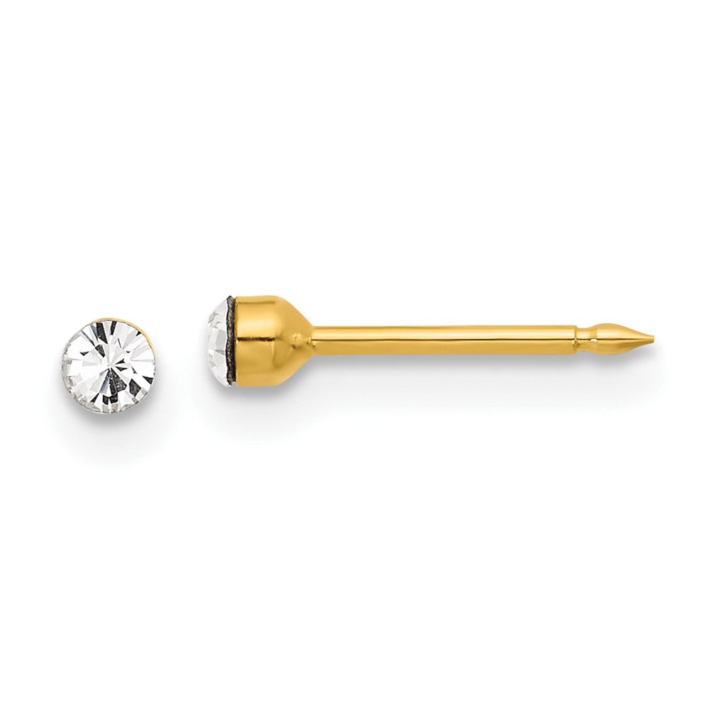 Inverness 14K Gold Polished 2.4mm Crystal Post Piercing Earrings