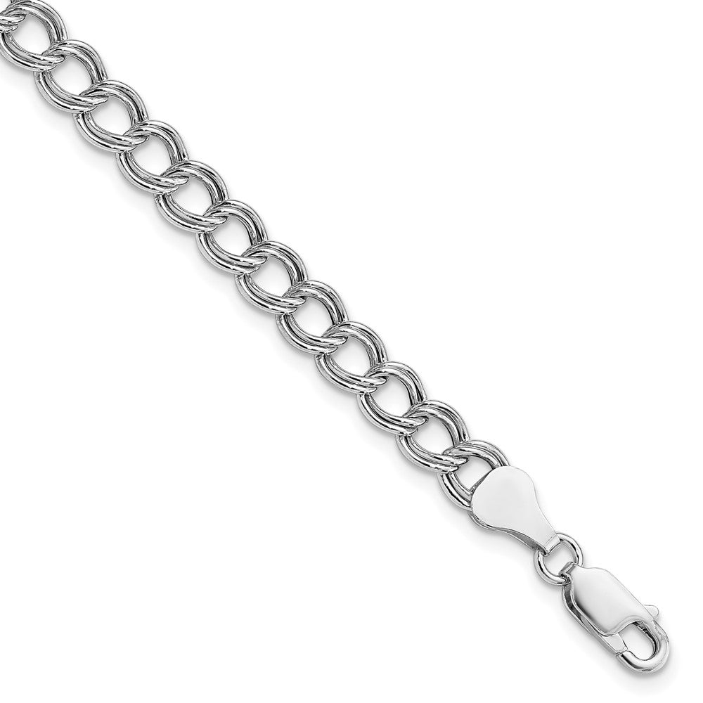 Amore La Vita Sterling Silver Rhodium-plated Polished 6mm 7 inch Double Link with Lobster Clasp Charm Bracelet 7 inches