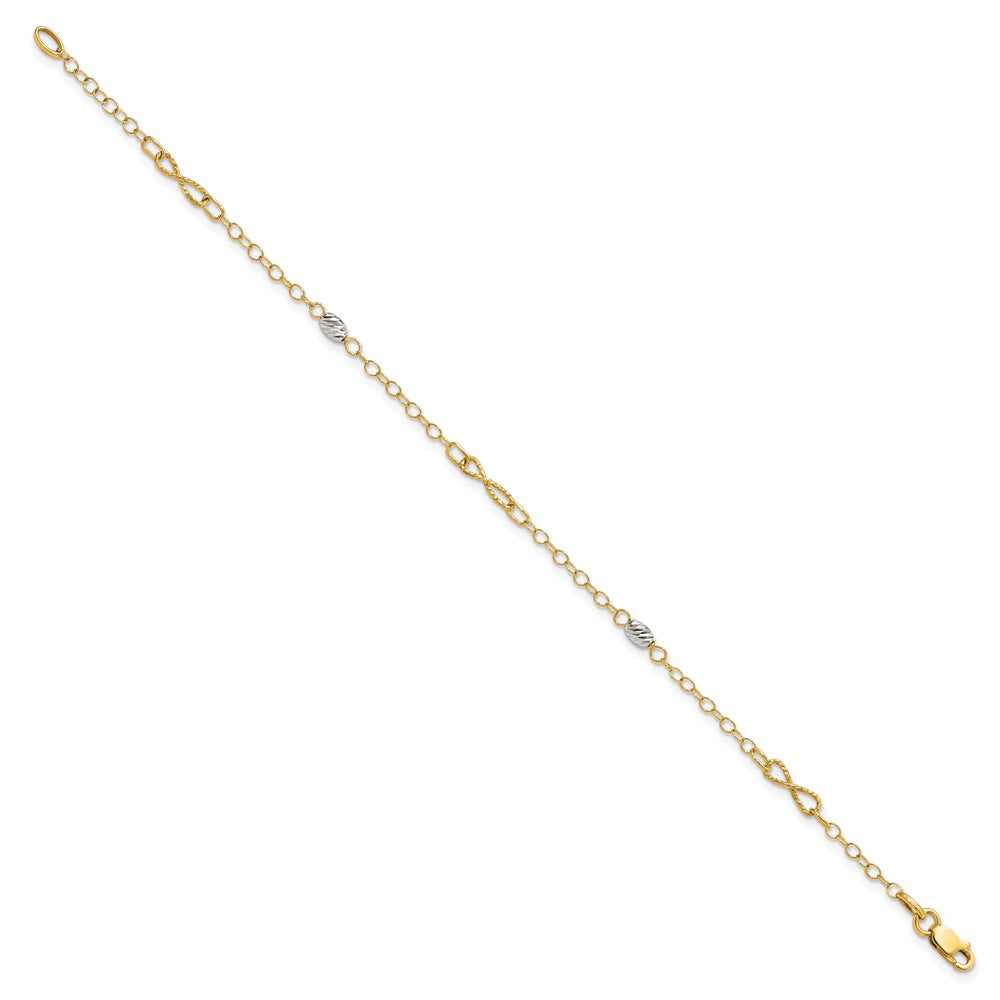 14K Two-tone Polished and D/C Bracelet 7.5  inches