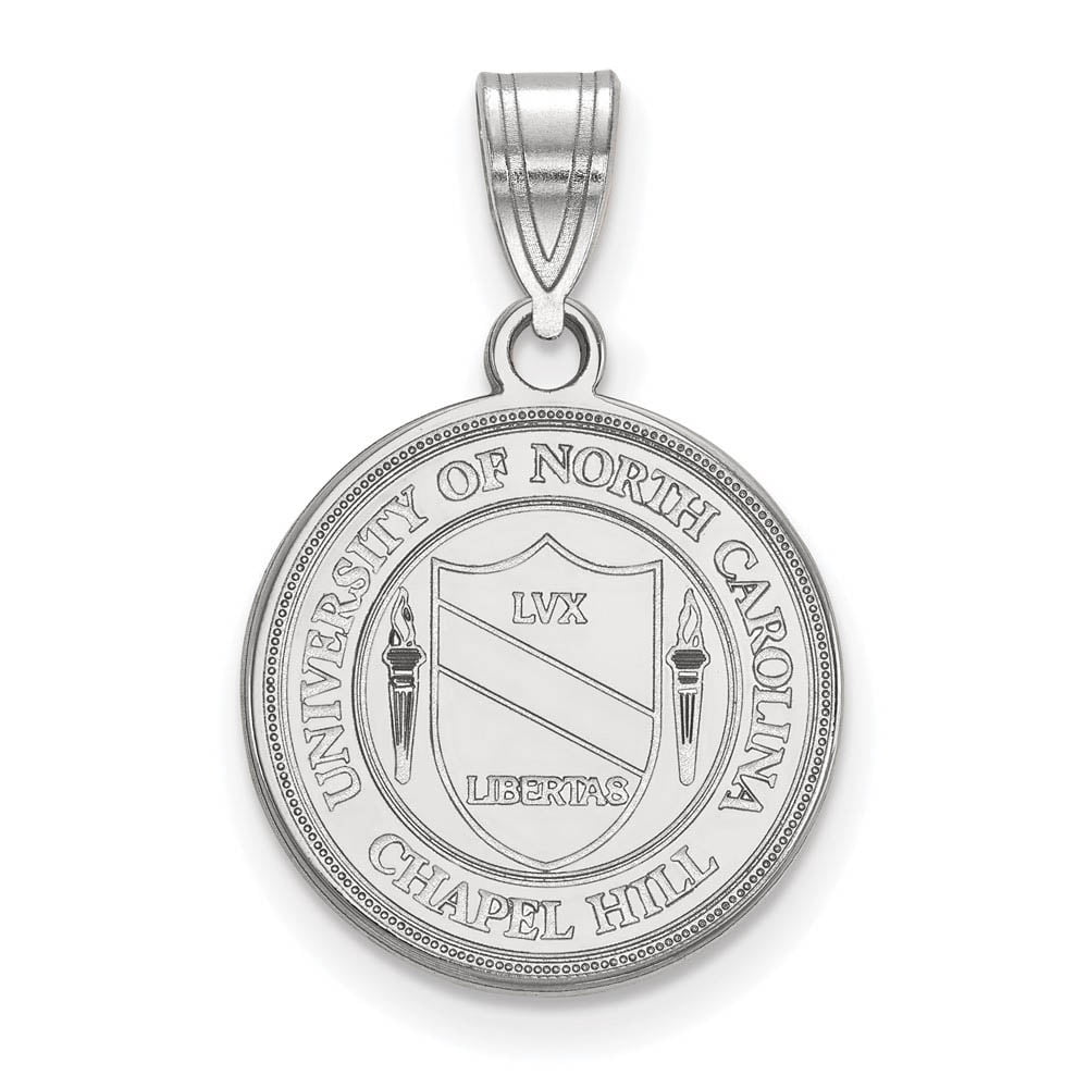 Sterling Silver Rhodium-plated LogoArt University of North Carolina Medium Crest Pendant Q-SS057UNC