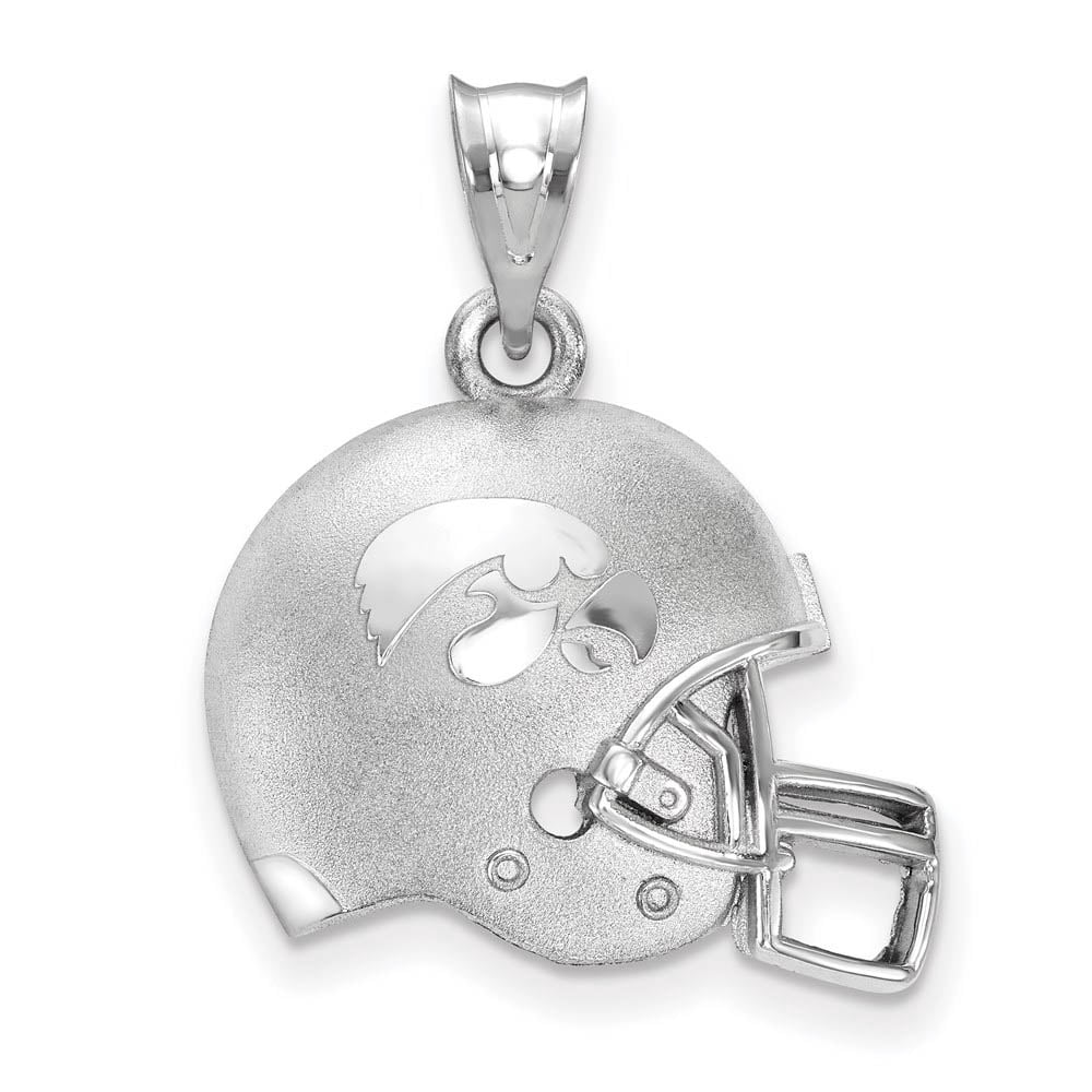 LogoArt Sterling Silver the University Of Iowa Primary Tigerhawk 3D Football Helmet with Logo Pendant Necklace Female Adult