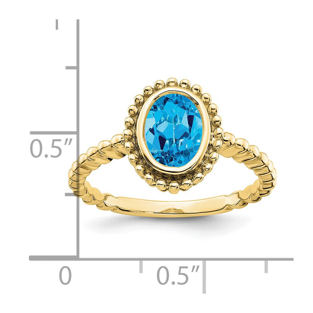 10k Oval Blue Topaz Ring
