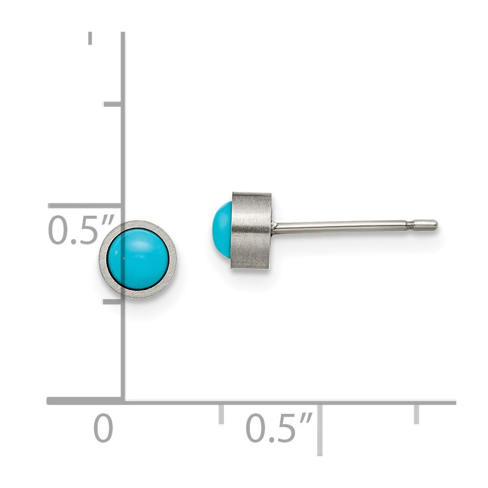 Titanium Brushed Turquoise 5mm Stud Earrings