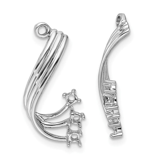 14k White Gold Fancy Twist Diamond Earrings Jacket Mountings