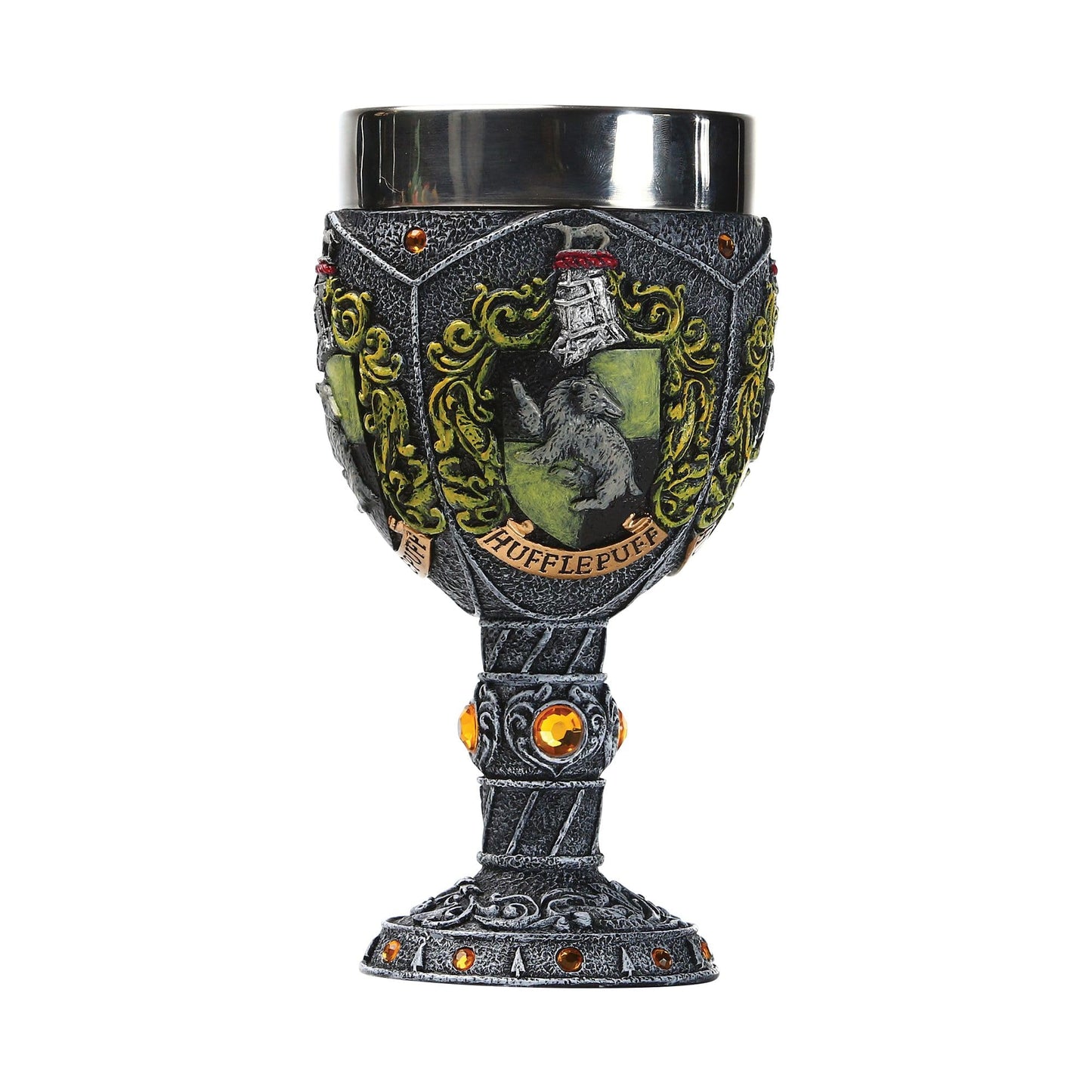 Wizarding World of Harry Potter Hufflepuff Decorative Resin Stainless Steel Goblet 7in H