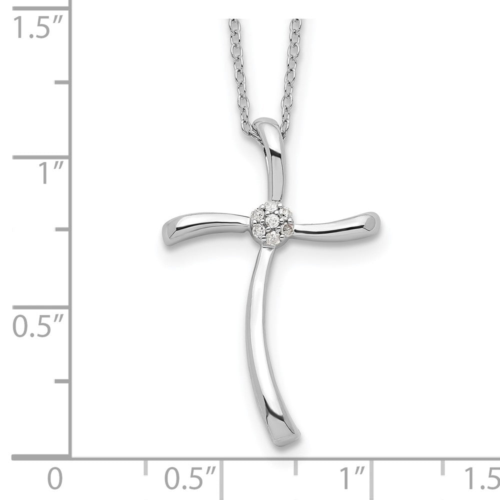 Sterling Silver Rhodium-plated Diamond Cross Necklace 16 Inches