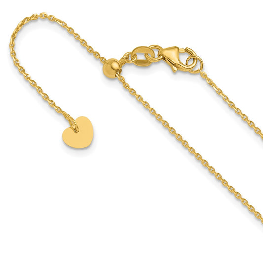 14K Adjustable 1.15mm D/C Oval Link Chain