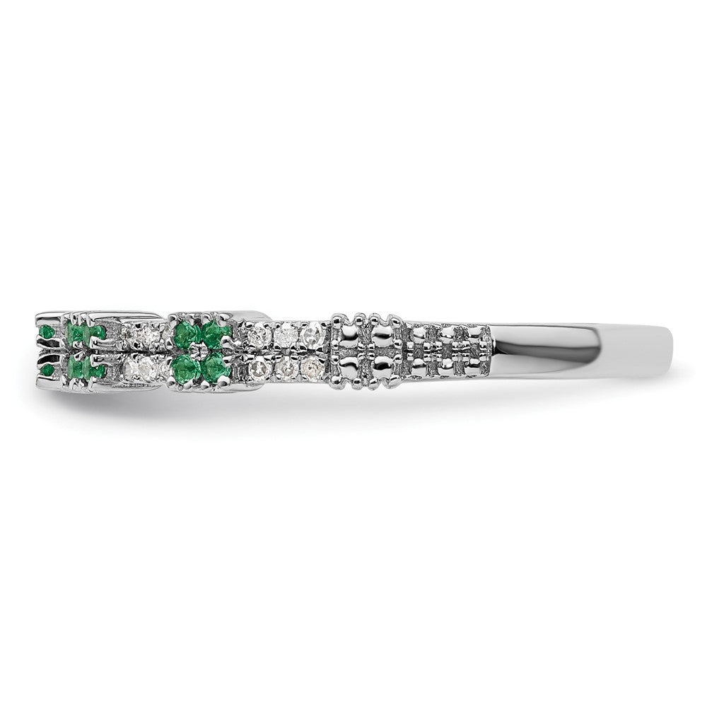 Sterling Silver Stackable Expressions Created Emerald & Diamond Ring