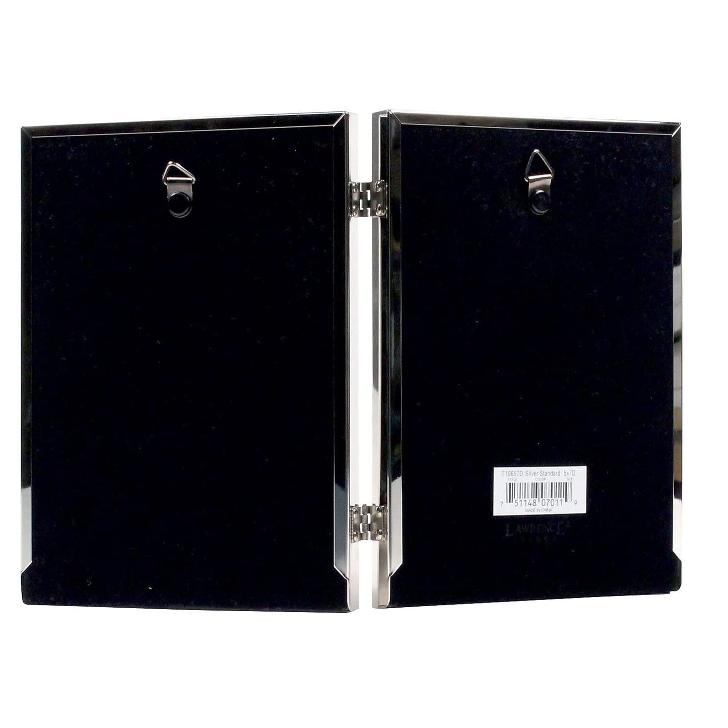 5x7 Hinged Double Silver Standard Metal Picture Frame