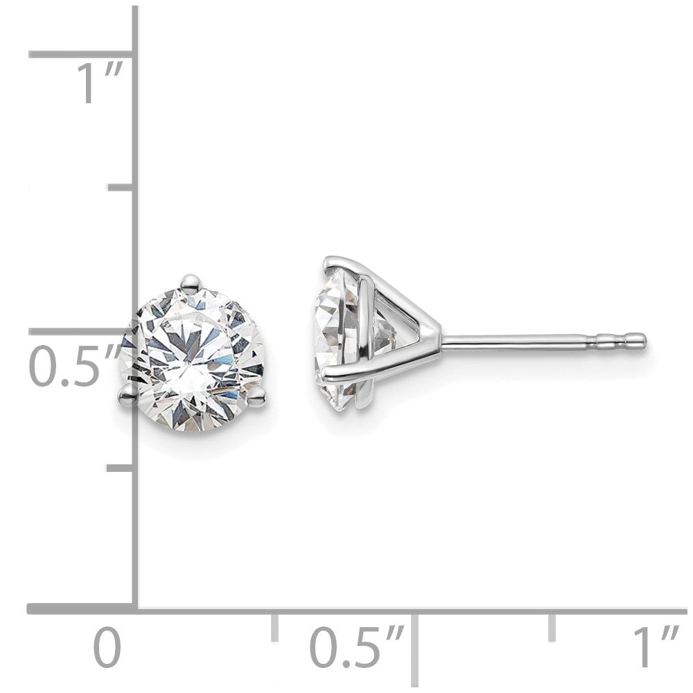 14k White Gold 2 ctw Lab Grown Diamond VS+ F+ Round 3 Prong Heavy Wt. Stud Earrings