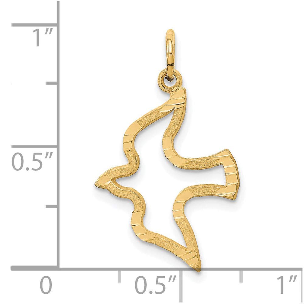 14K Satin and Diamond-Cut Dove Charm