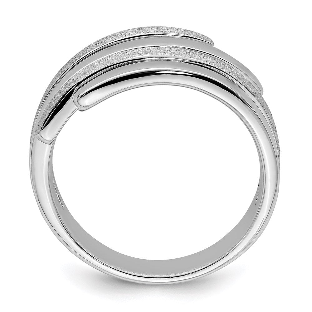 Sterling Silver Rhodium-plated Polished and Brushed Ring