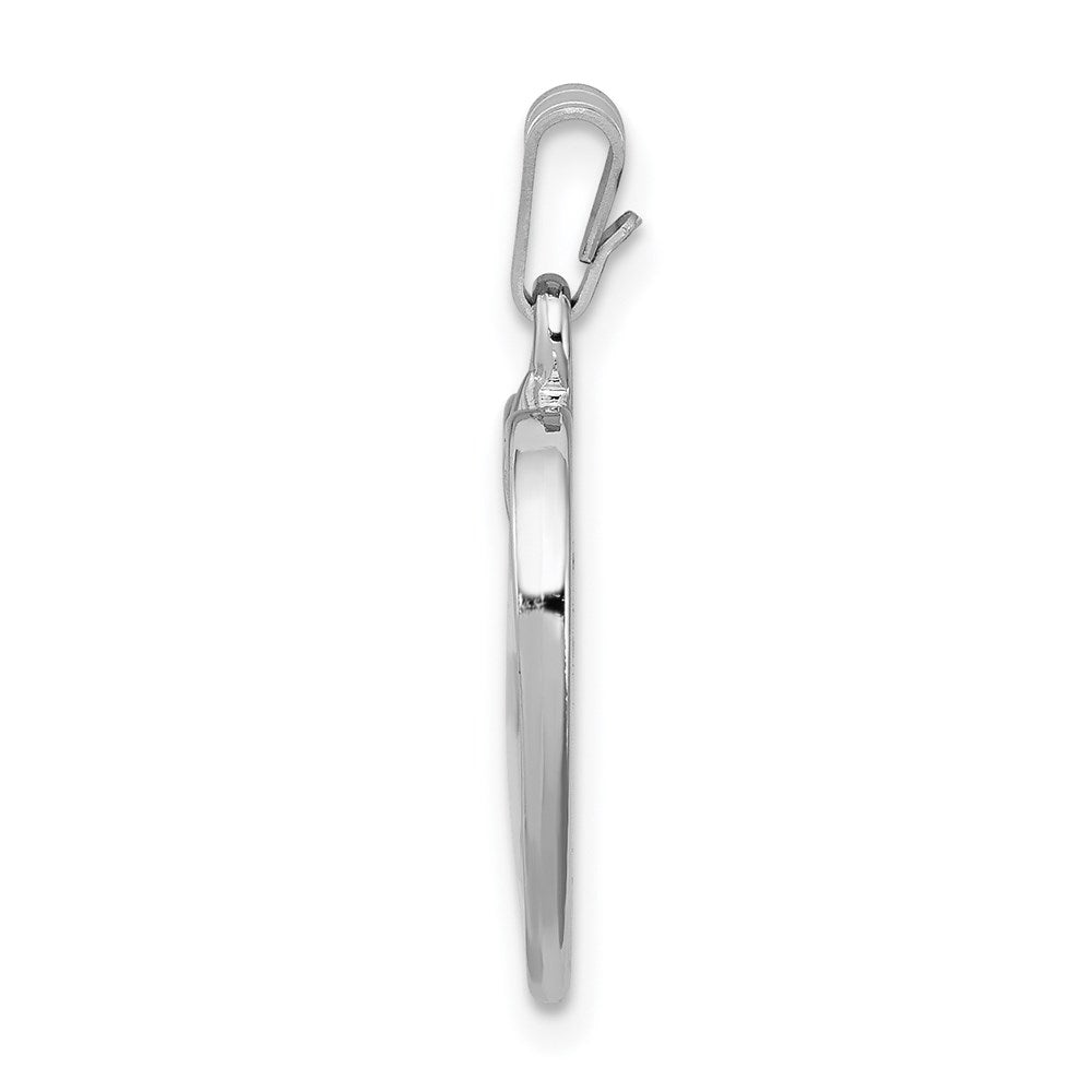 Sterling Silver Rhodium-plated Large Heart with Mustard Seed Pendant