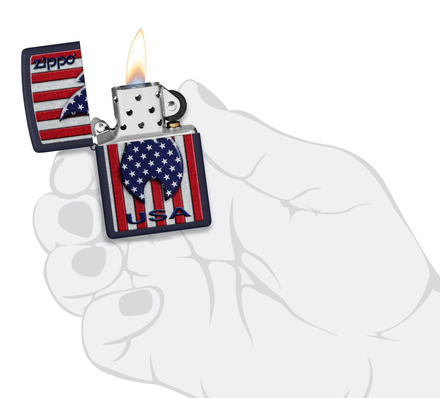 Zippo Patriotic Flame Design Navy Matte Pocket Lighter