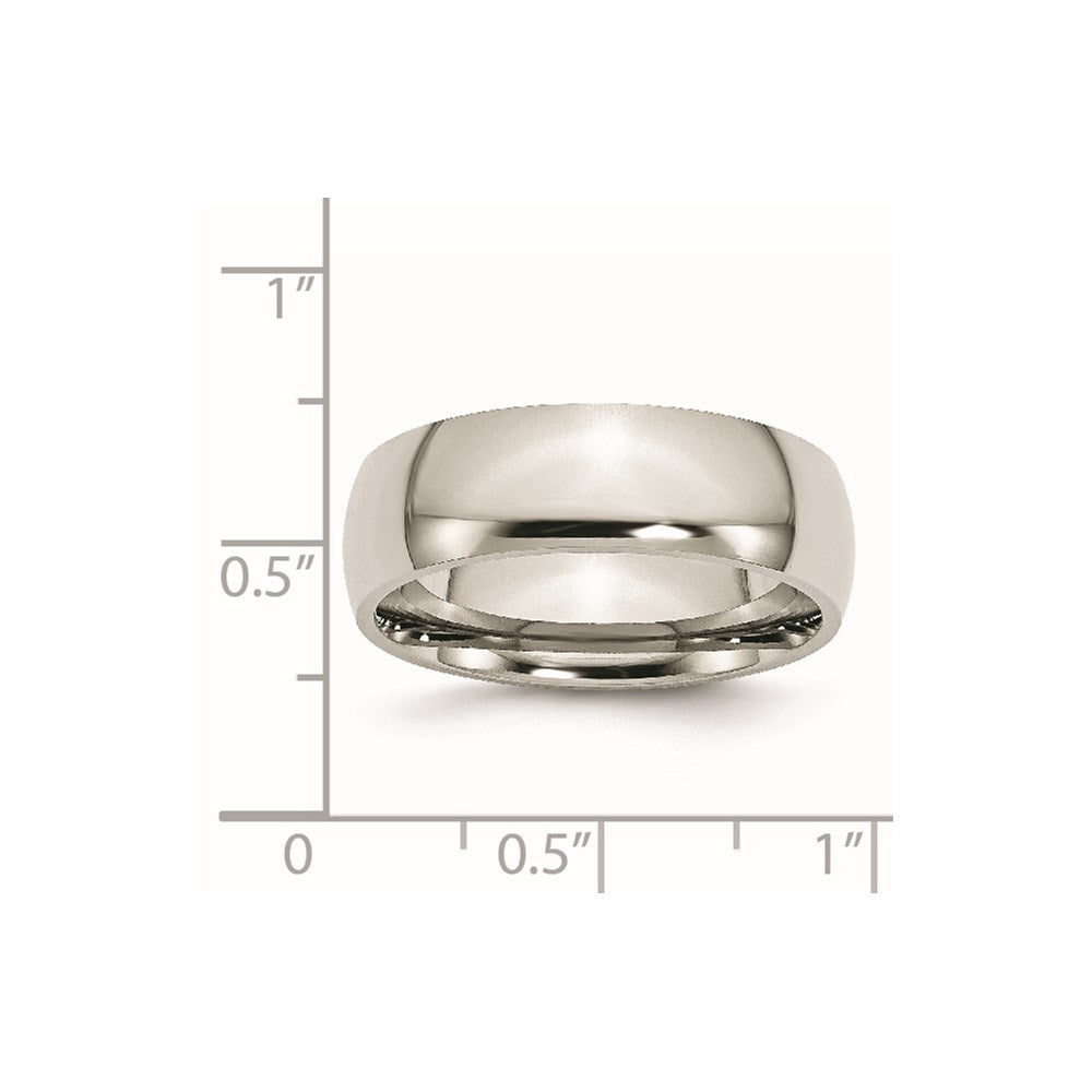Stainless Steel Polished 7mm Half Round Band Size - 9