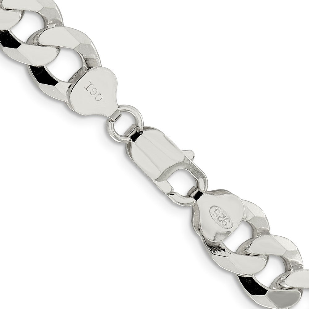 Sterling Silver 10.6mm Beveled Curb Chain 20 Inches