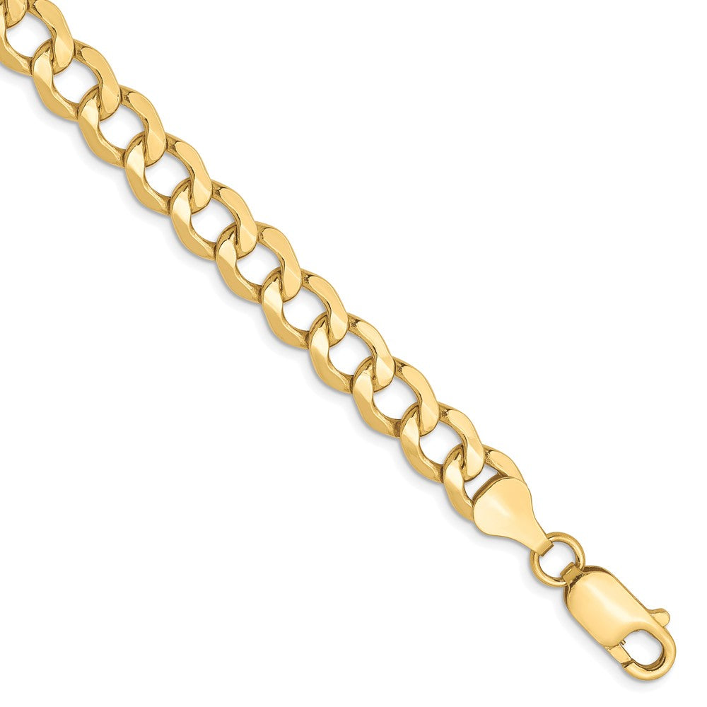 10K 6.5mm Semi-Solid Curb Chain 8  inches