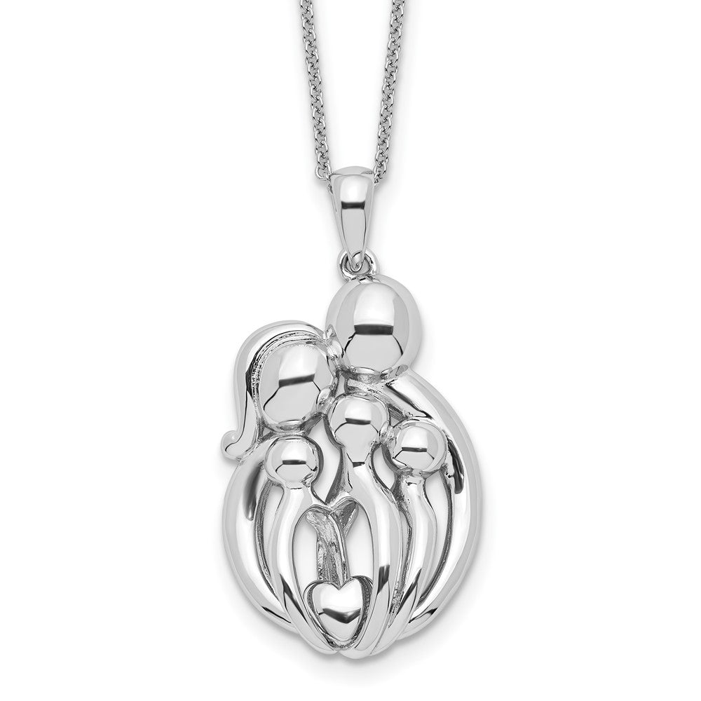 Sentimental Expressions Sterling Silver Rhodium-plated Family of 5 Gathering 18in. Necklace