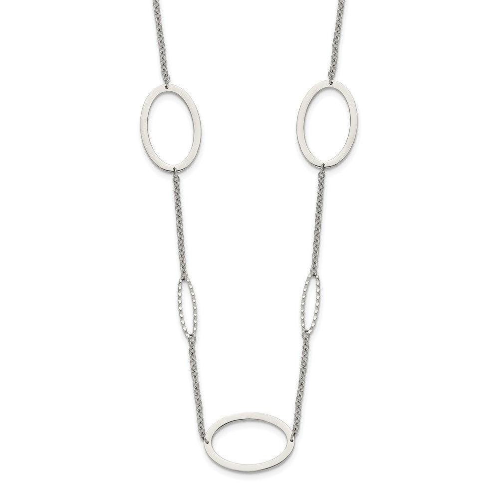 Stainless Steel Polished Fancy Oval Link 38in Necklace