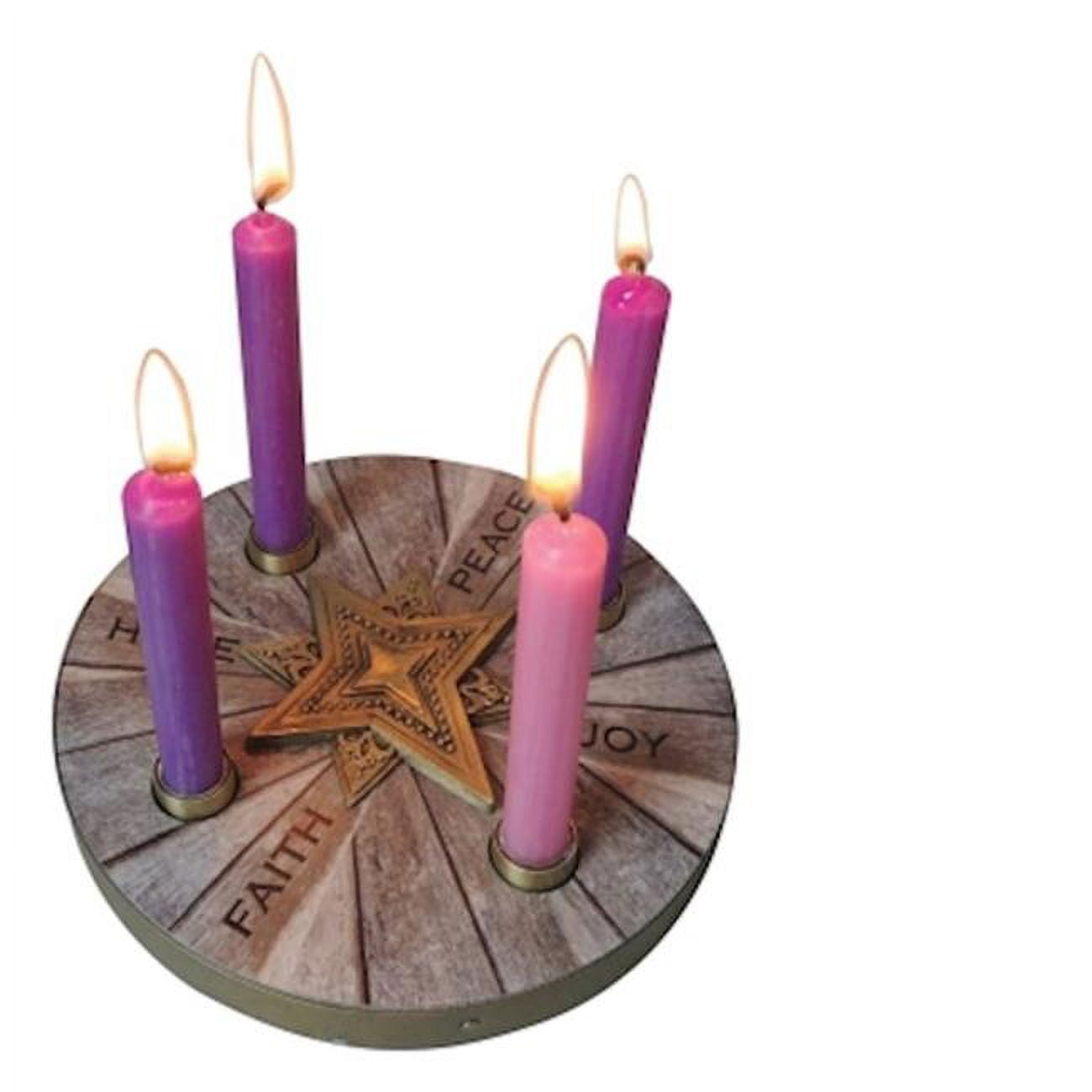 CA Gift 400854 Faith Hope Peace Joy Mini Advent Candle Holder with Metal Trim & Star with Candle