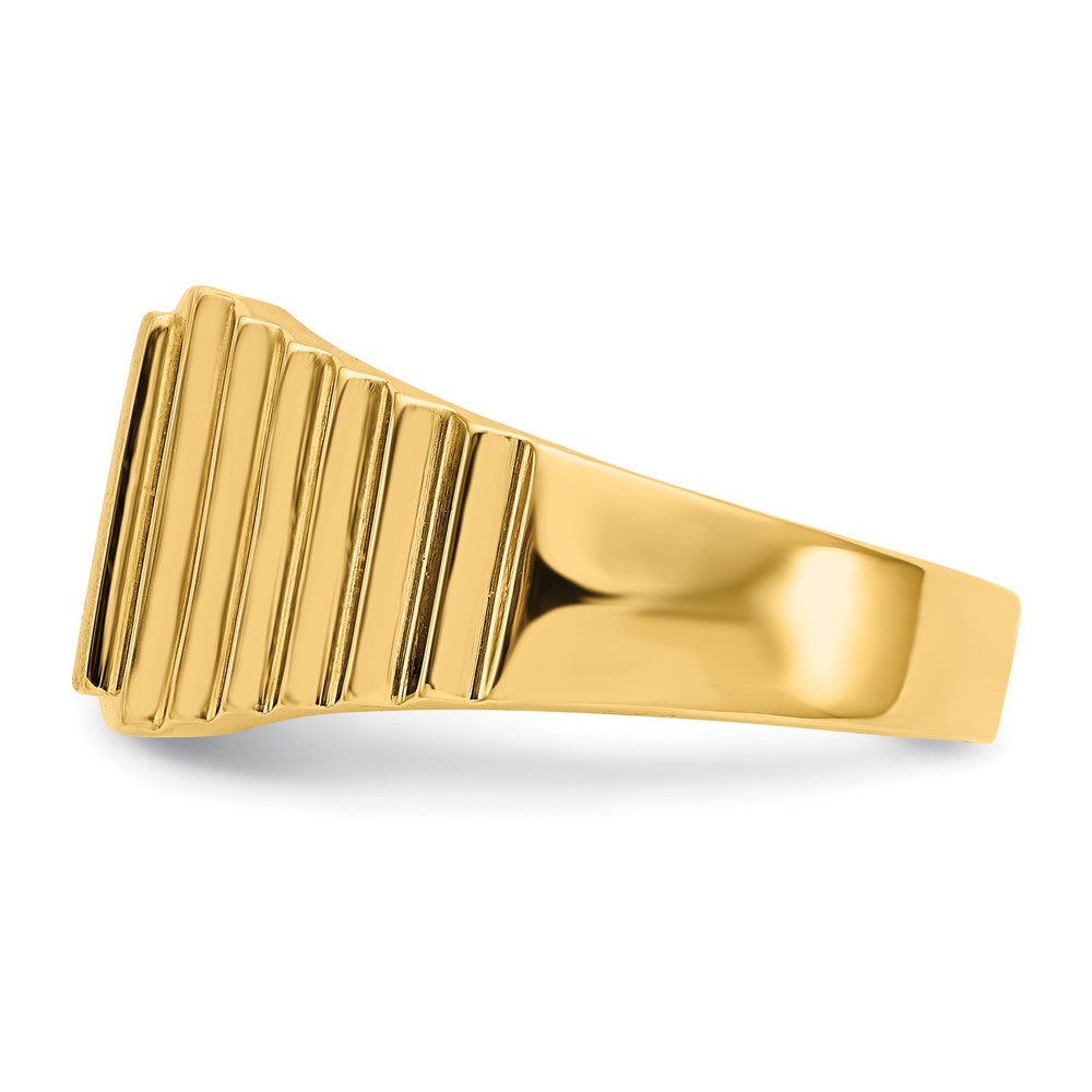 14k 10.0x8.5mm Open Back Men's Signet Ring Size 10