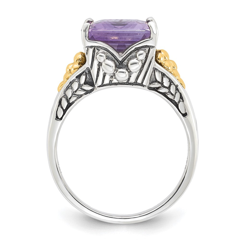 Sterling Silver w/ 14k Accent Antiqued Pink Quartz Ring