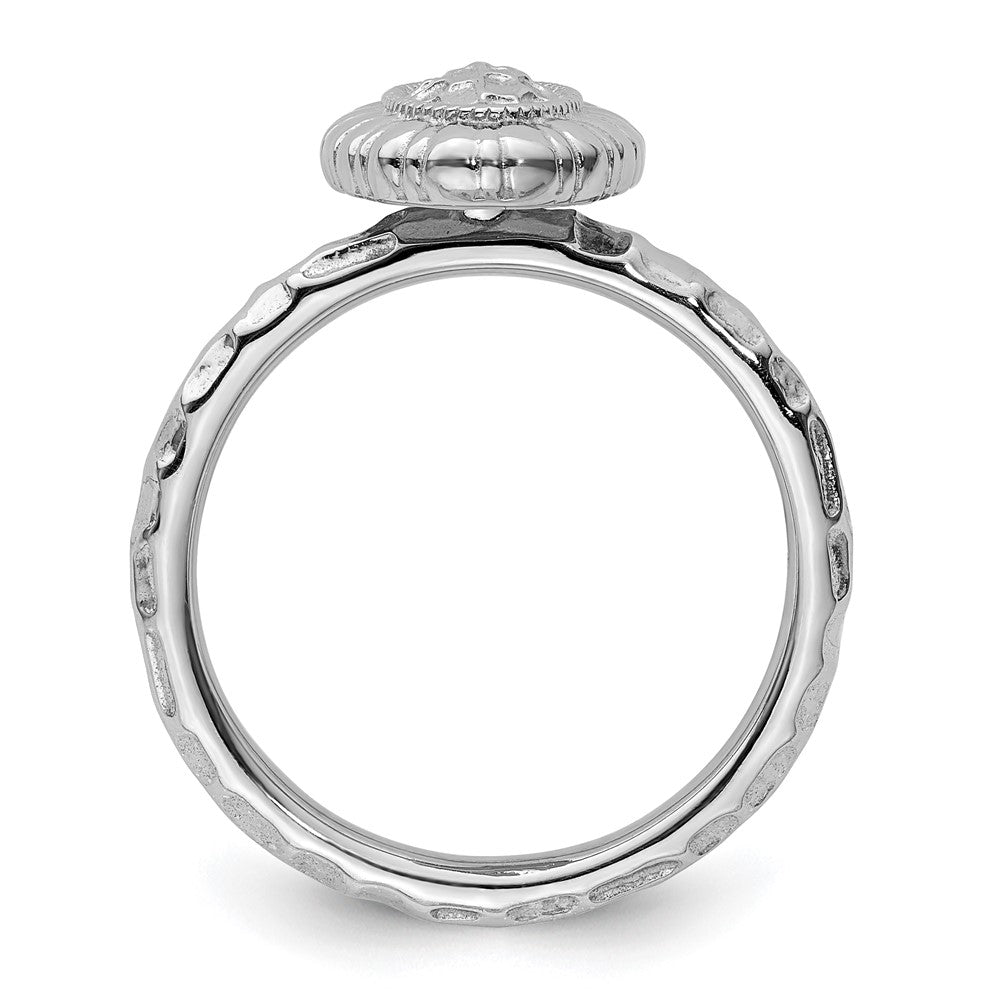 Sterling Silver Stackable Expressions Rhodium-plated Oval Ring Size -6
