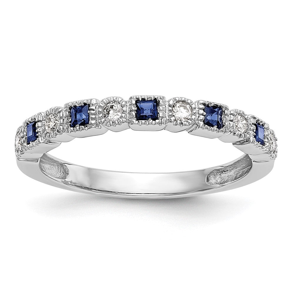 10K White Gold Diamond w/Sapphire Band