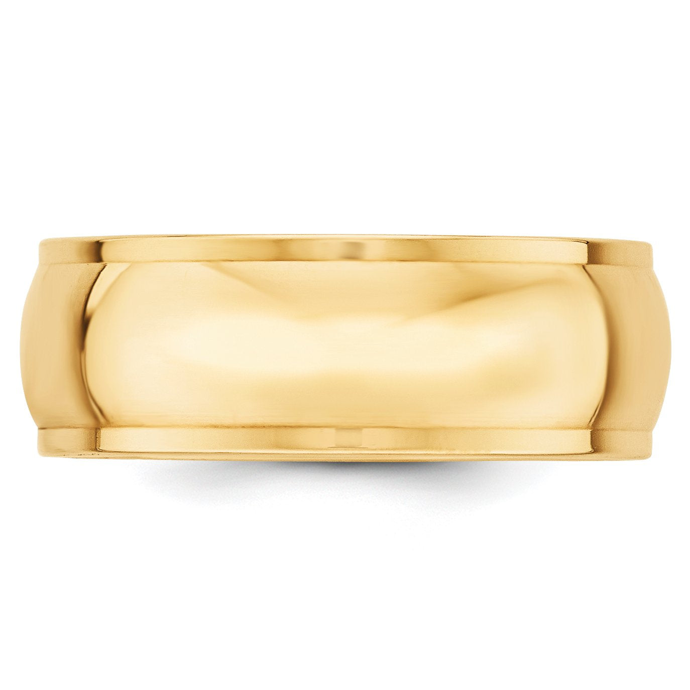 14k Yellow Gold 8mm Half Round with Edge Wedding Band Size 10