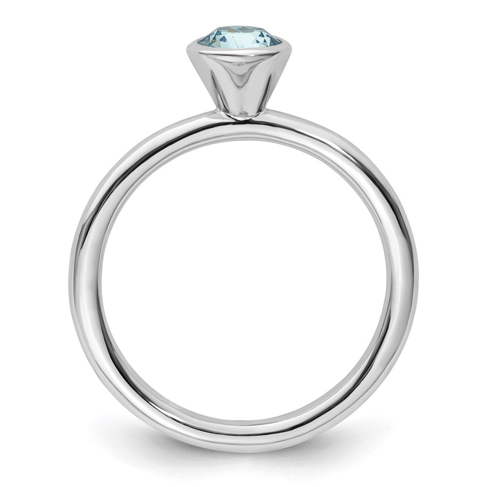 Sterling Silver Stackable Expressions High 5mm March Crystal Ring Size -7