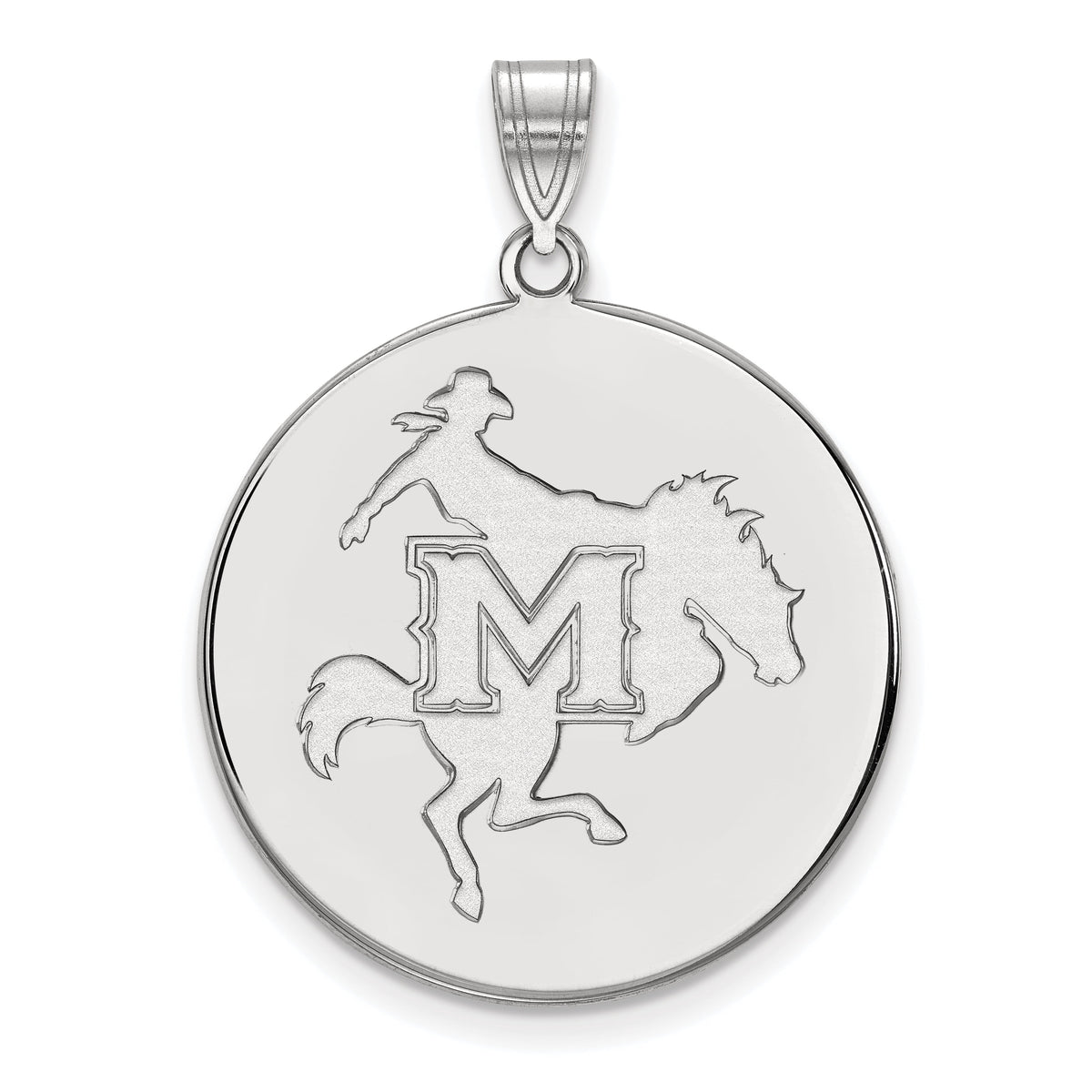 Sterling Silver LogoArt Official Licensed Collegiate McNeese State University (MSU) XL Disc Pendant