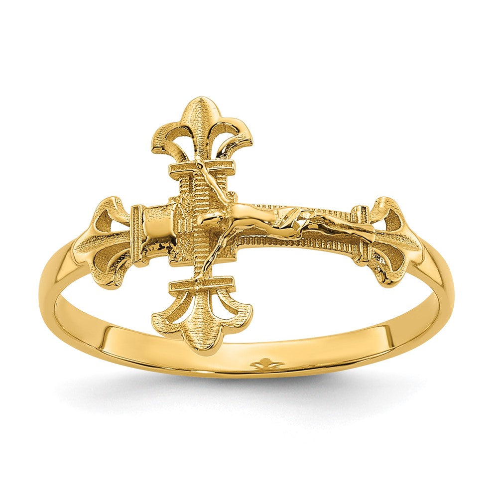 14K Diamond Cut Crucifix Ring 7