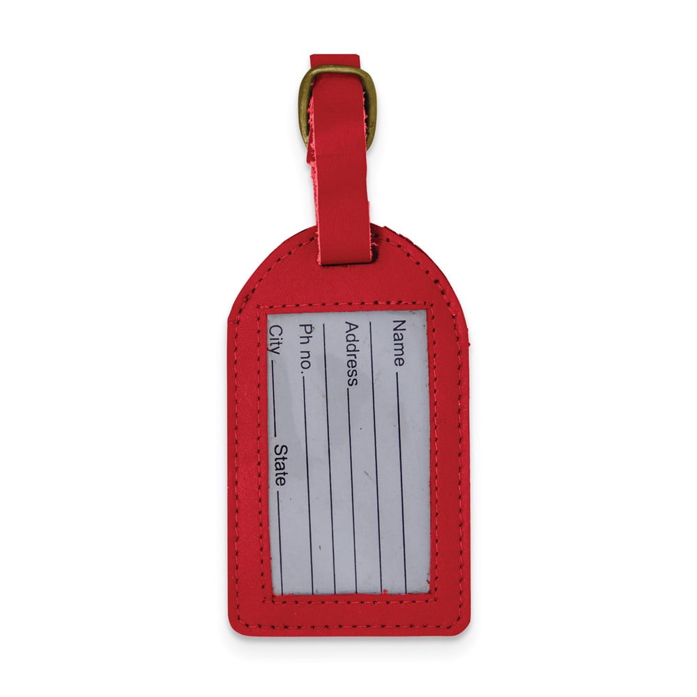 Red Leather Luggage Tag with Buckle Strap QGM22553