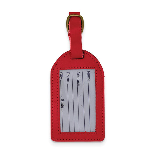Red Leather Luggage Tag with Buckle Strap QGM22553