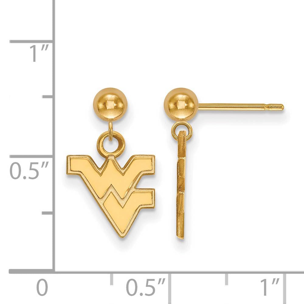 West Virginia Earrings Dangle Ball (14k Yellow Gold)