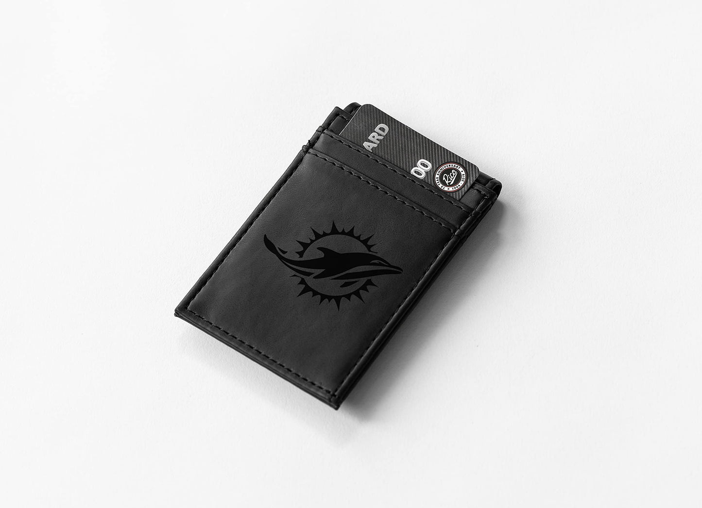 Dolphins Laser Engraved Black Front Pocket Wallet