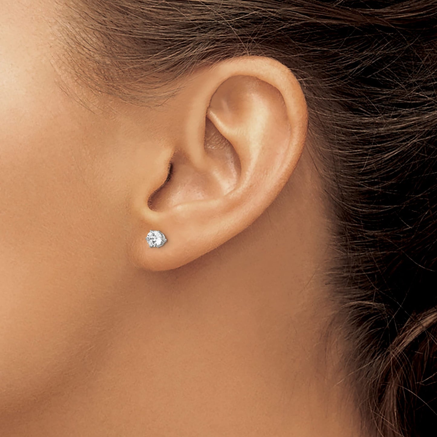 Stainless Steel Polished 4mm Round CZ Stud Post Earrings