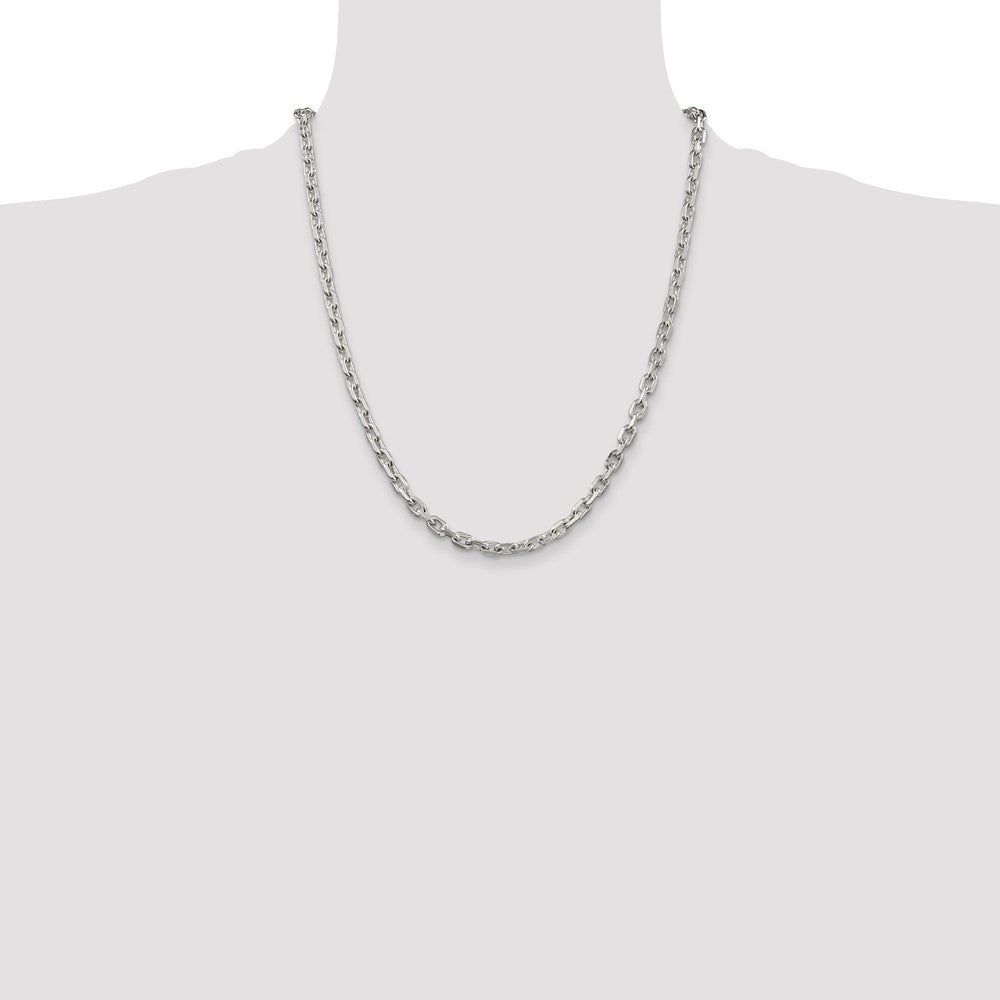 Sterling Silver 4.9mm Beveled Oval Cable Chain 22 Inches