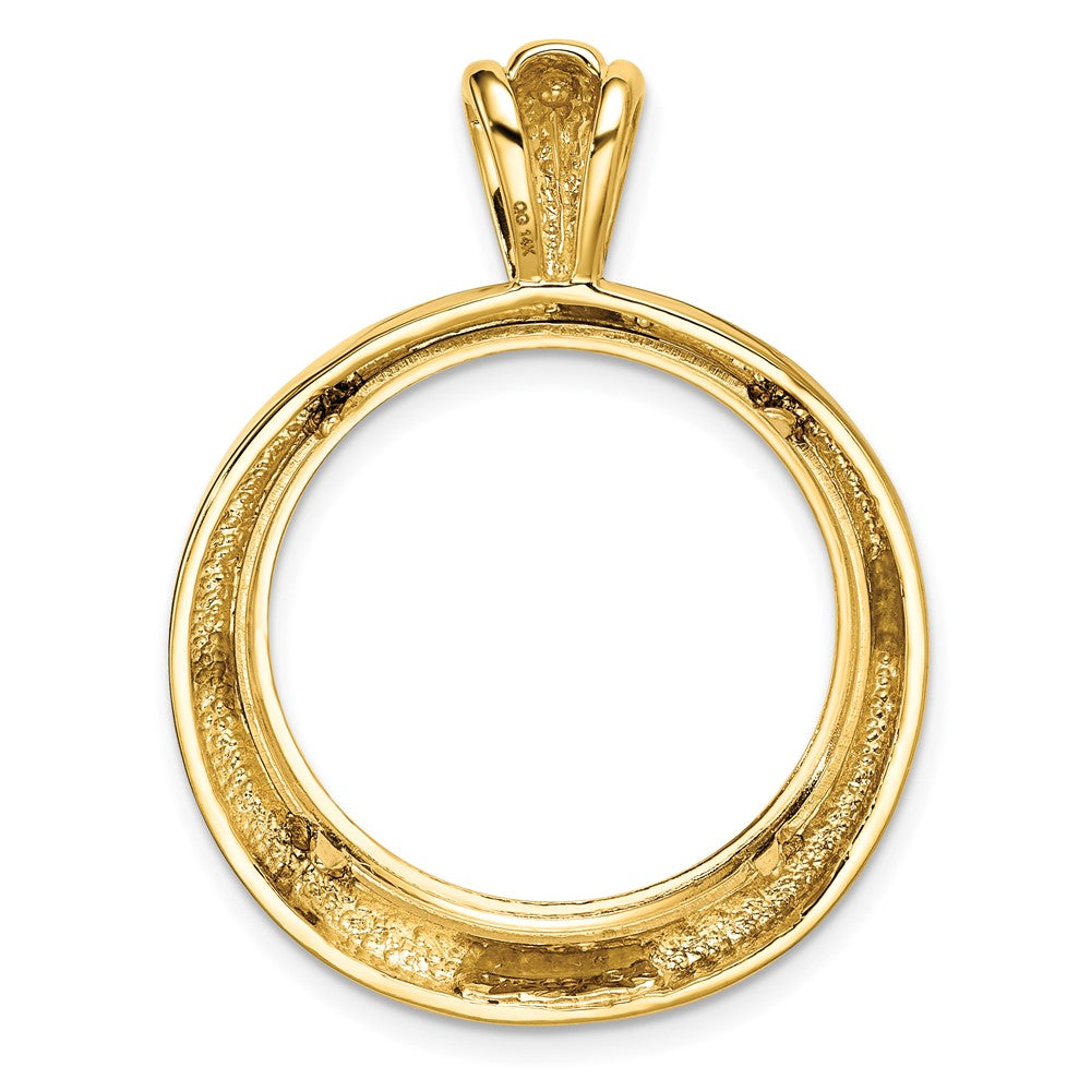 Wideband Distinguished Coin Jewelry 14k Polished Concentric Circle 21.6mm Prong Coin Bezel Pendant