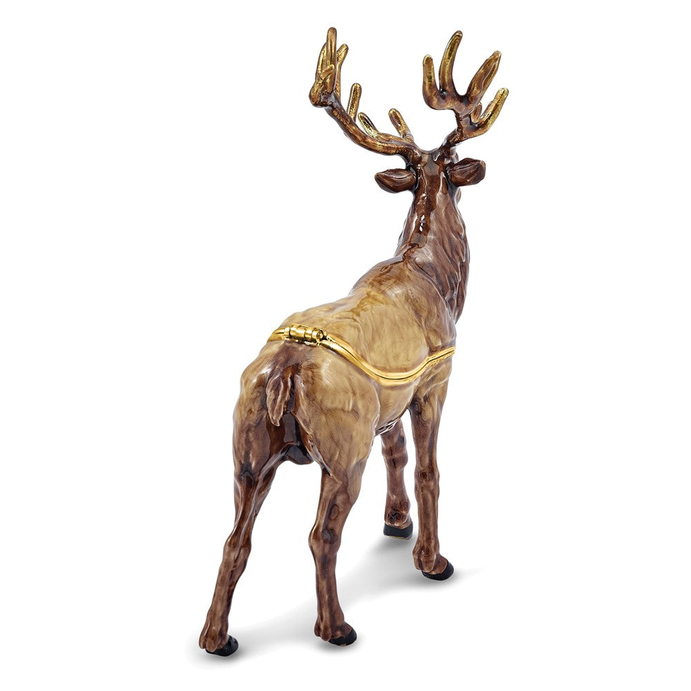 Luxury Giftware by Jere Bejeweled ELK AMINO Elk Trinket Box with Matching 18 inch Necklace