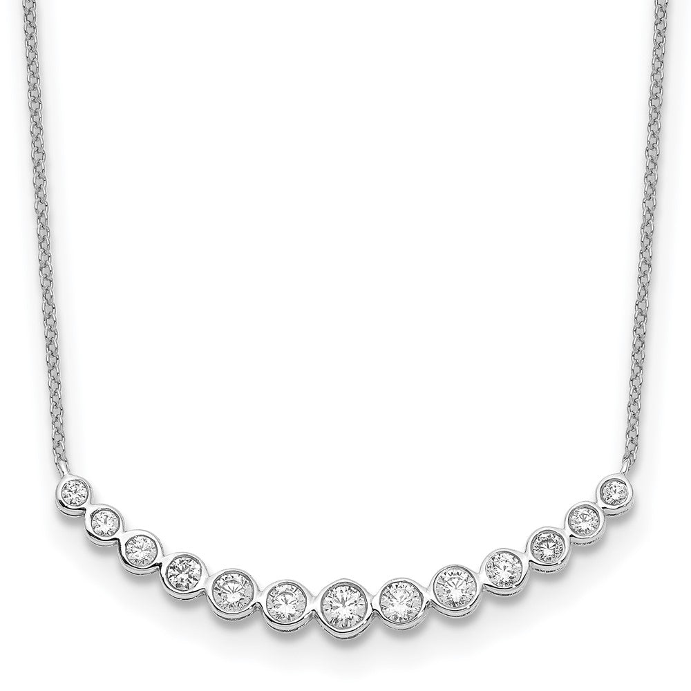True Origin 14K White Gold 3/4 carat Lab Grown Diamond VS  D E F 18 inch Graduated Curved Bar Necklace