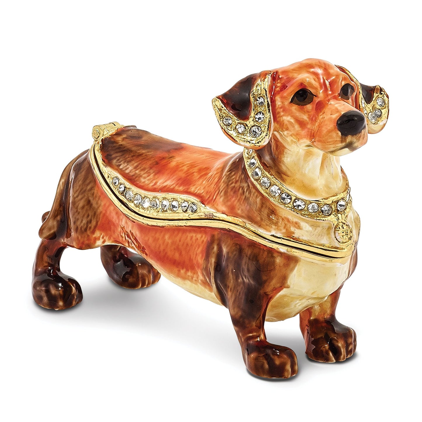 Pewter Enamel Dachshund Trinket Box