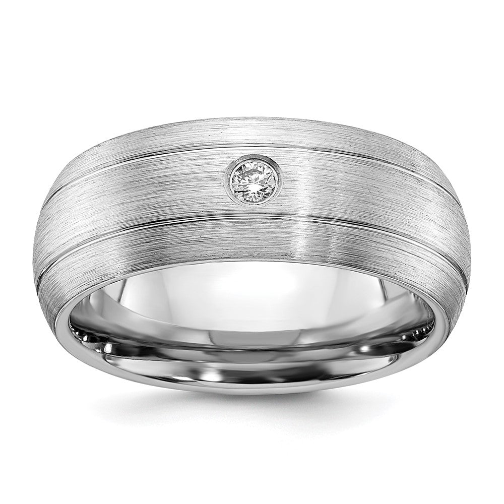 Cobalt Polished, Brushed & Grooved Diamond 8mm Men's Band