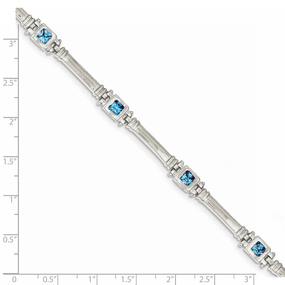 Sterling Silver Rhodium-plated Blue Topaz Bracelet 7 inches