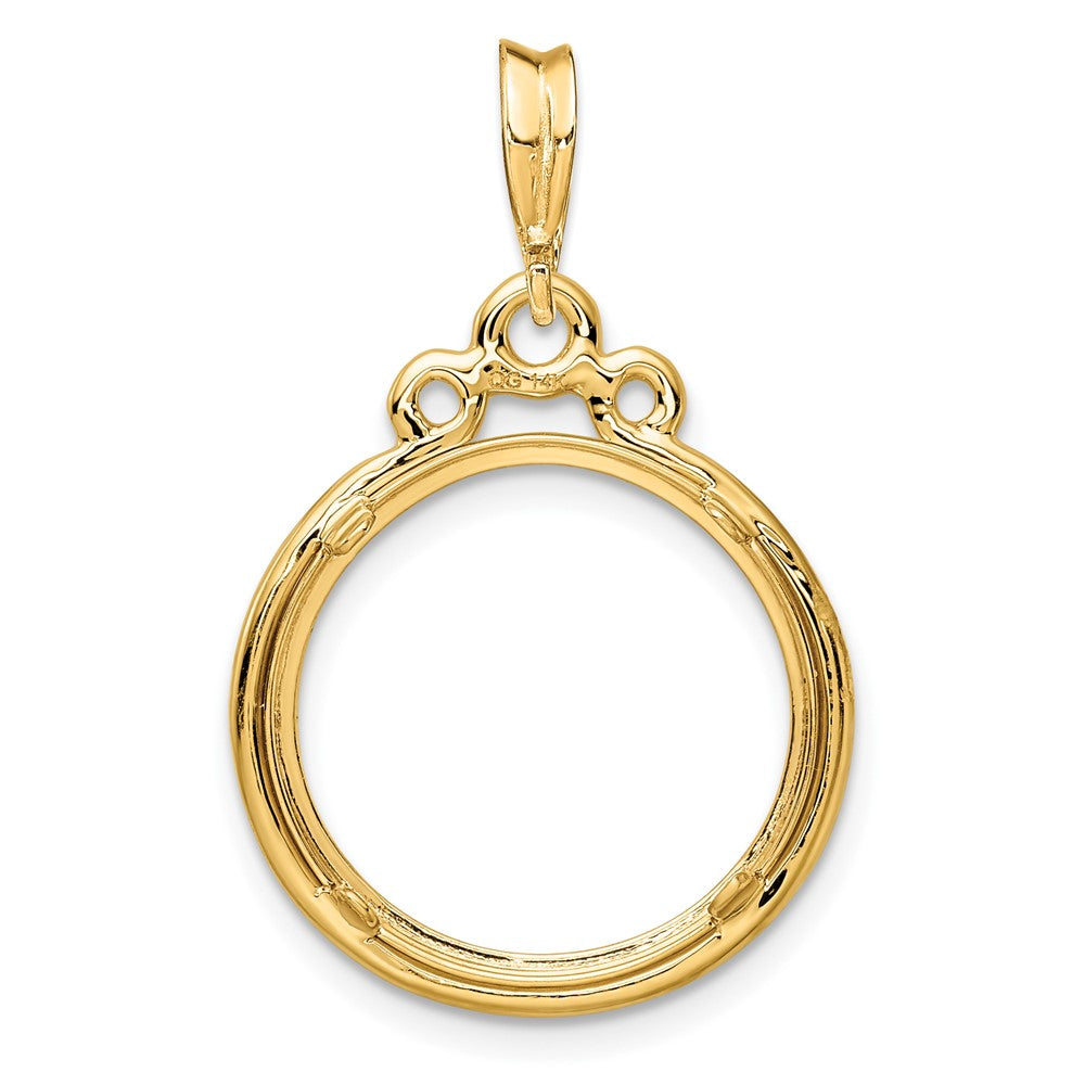 Wideband Distinguished Coin Jewelry 14k Polished Triple Circle Top 16.5mm Prong Coin Bezel Pendant