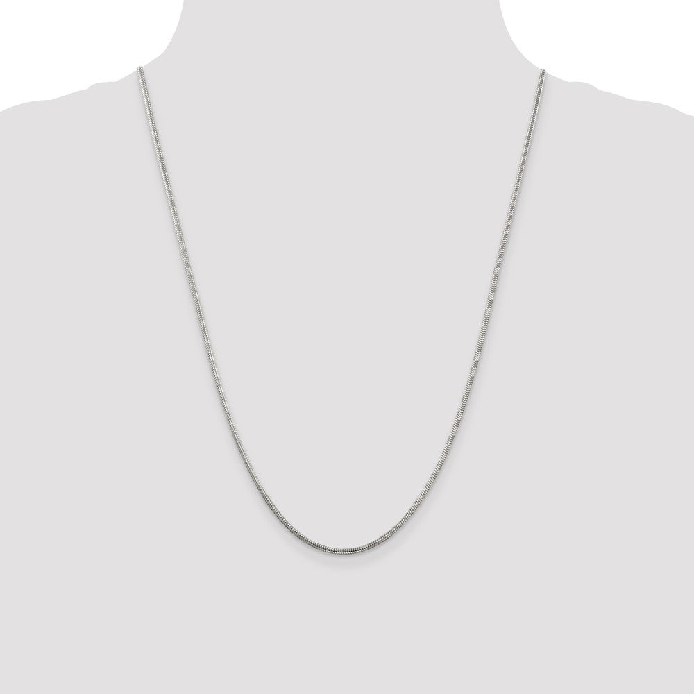 Sterling Silver 2mm Round Snake Chain 24 Inches