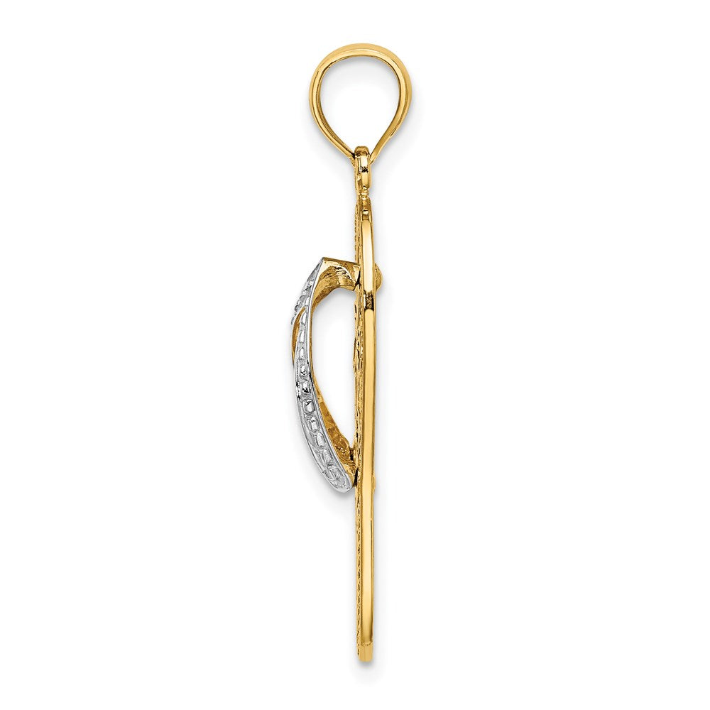14K W/ Rhodium Flowers In Flip Flop Charm