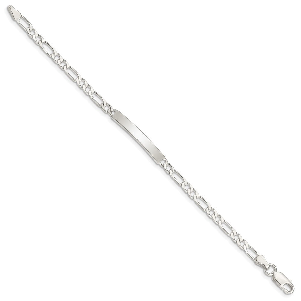 Sterling Silver Engraveable 7 in. Figaro Link ID Bracelet 7 inches