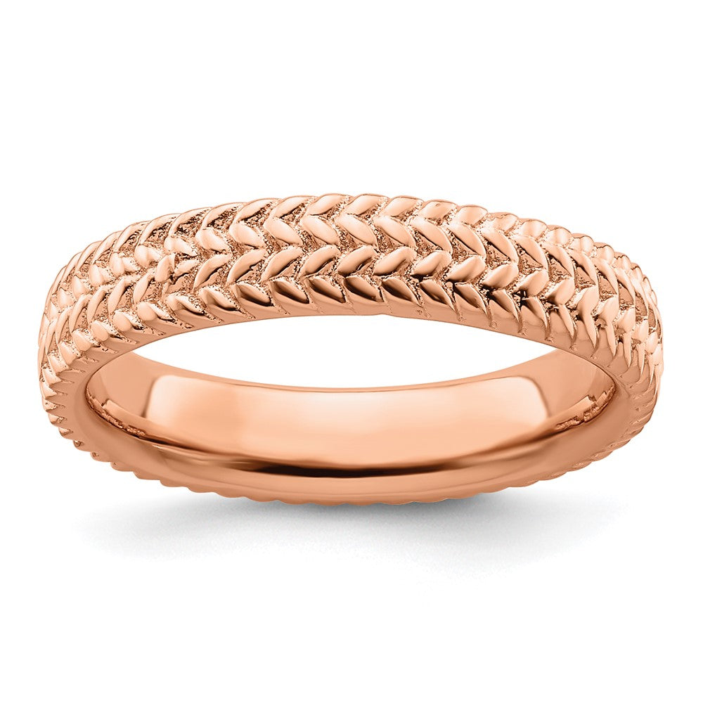 Sterling Silver Stackable Expressions Pink-plated Ring Size -10